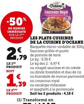 Super U LES PLATS CUISINES DE LA CUISINE D'OCEANE offre