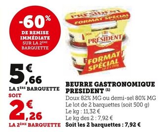 Super U BEURRE GASTRONOMIQUE PRESIDENT offre