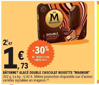 E.Leclerc Bâtonnet glacé Double chocolat Noisette Magnum offre