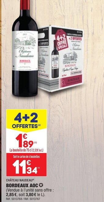 ALDI CHÂTEAU NAUDEAUⓇ BORDEAUX AOCO offre
