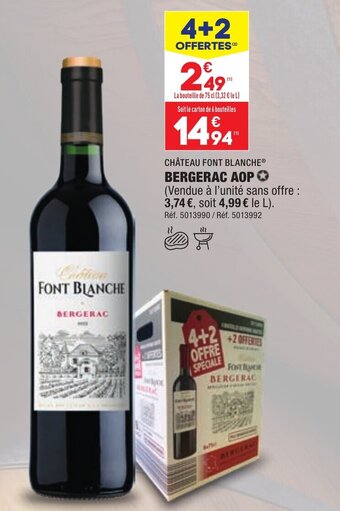 ALDI CHÂTEAU FONT BLANCHE BERGERAC AOP offre