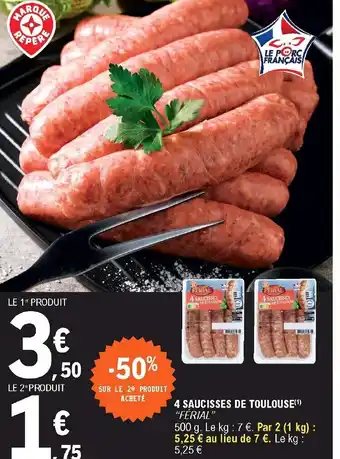 E.Leclerc 4 saucisses de touglouse offre