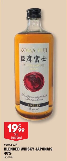 ALDI KOMA FUJIⓇ BLENDED WHISKY JAPONAIS 40% offre