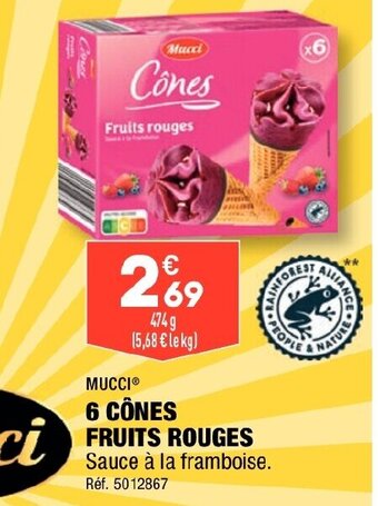 ALDI MUCCIⓇ 6 CÔNES FRUITS ROUGES offre