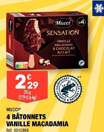 ALDI MUCCIⓇ 4 BÂTONNETS VANILLE MACADAMIA offre