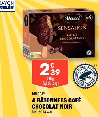 ALDI MUCCIⓇ 4 BÂTONNETS CAFÉ CHOCOLAT NOIR offre