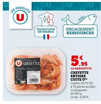 U Express U crevette entiere cuite offre