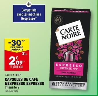 ALDI Carte noire capsules de café nespresso espresso offre