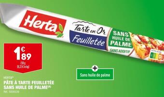 ALDI Herta pâte à tarte feuilletée sans huile de palme offre