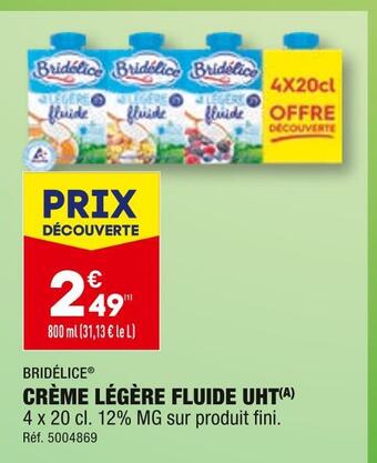 ALDI Bridélice crème légère fluide uht offre