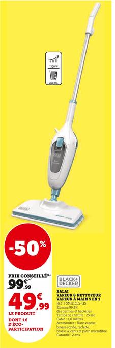 Super U Black+decker balai vapeur & nettoyeur vapeur à main 5 en 1 offre