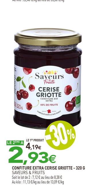 naturéO Saveurs & fruits confiture extra cerise griotte offre