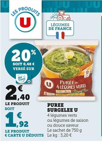 Super U U puree surgelee offre