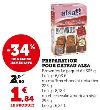 Super U Alsa preparation pour gateau offre