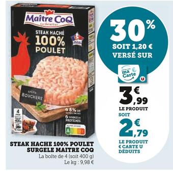 U Express Maitre coq steak hache 100% poulet surgele offre