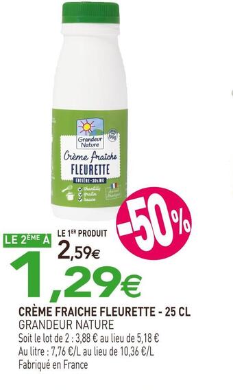 naturéO Grandeur nature crème fraiche fleurette offre
