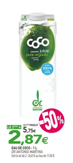 naturéO Dr antonio martins eau de coco offre
