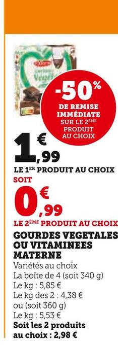 Super U Materne gourdes vegetales ou vitaminees offre