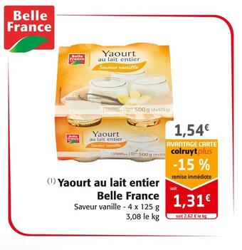 Colruyt Belle france yaourt au lait entier offre