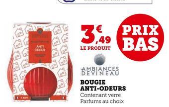 Hyper U Ambiances devineau bougie anti-odeurs offre