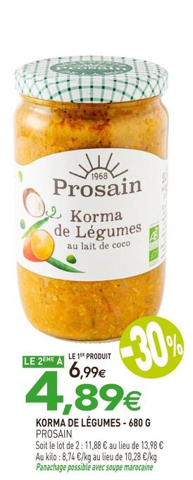 naturéO Prosain korma de légumes offre