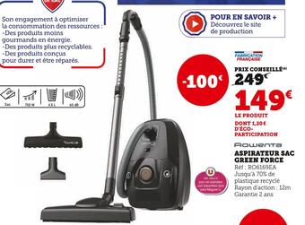 Hyper U Rowenta aspirateur sac green force offre