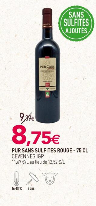 Cevennes pur sans sulfites rouge igp