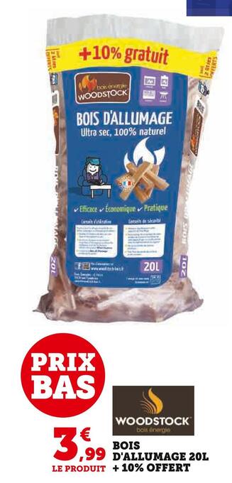 Hyper U Woodstock bois d'allumage offre