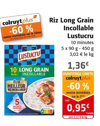 Colruyt Lustucru riz long grain incollable offre