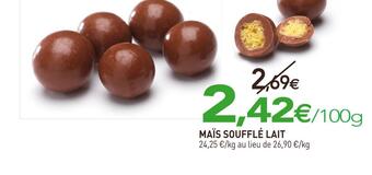 naturéO Maïs soufflé lait offre