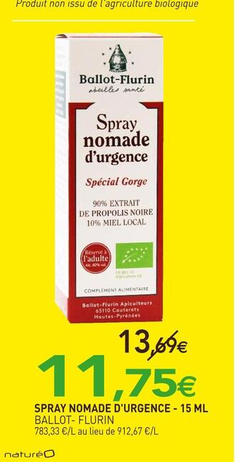 naturéO Ballot- flurin spray nomade d'urgence offre