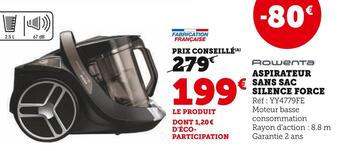 Hyper U Rowenta aspirateur sans sac silence force offre