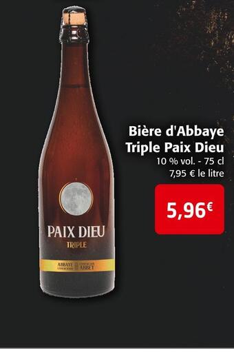 Colruyt Paix dieu bière d'abbaye triple offre
