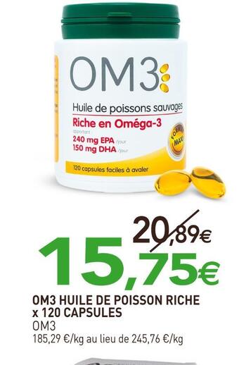 naturéO Om3 huile de poisson riche x 120 capsules offre