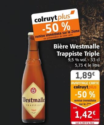 Colruyt Westmalle bière trappiste triple offre