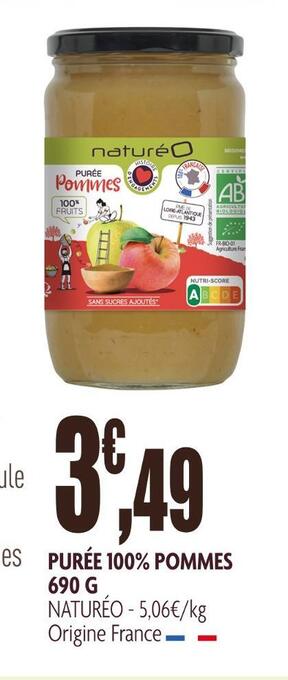 naturéO Naturéo purée 100% pommes offre