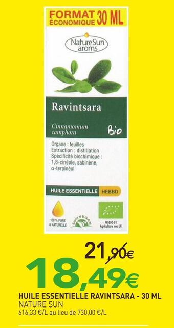 naturéO Nature sun huile essentielle ravintsara offre