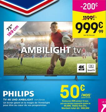 Pulsat Philips tv 4k uhd ambilight offre