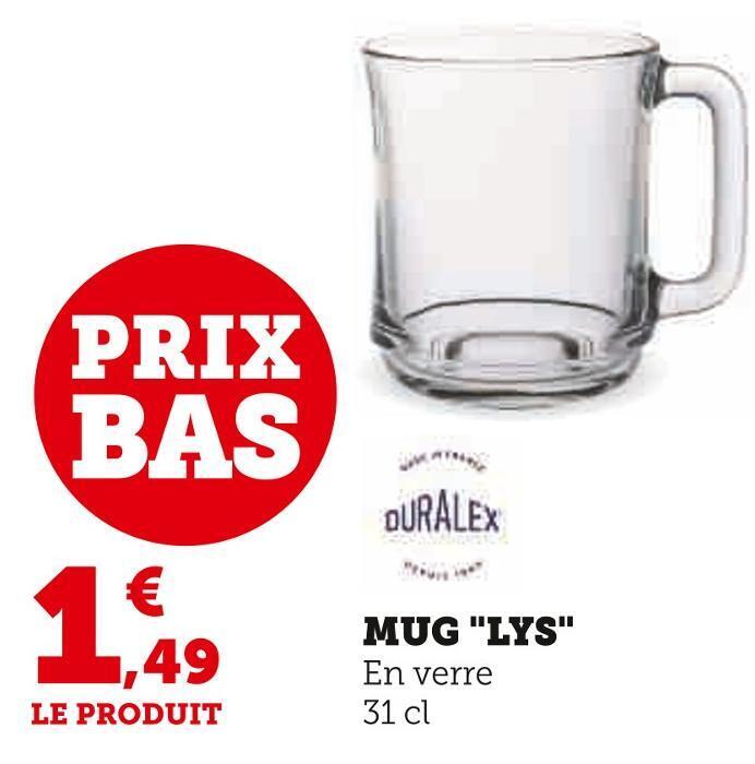 Super U Duralex mug lys offre
