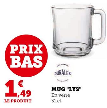 Super U Duralex mug lys offre