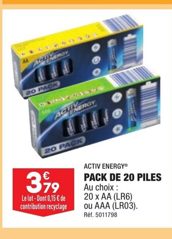 ALDI PACK DE 20 PILES offre