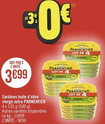 Casino Hyperfrais Sardines huile d'olive vierge extra PARMENTIER offre