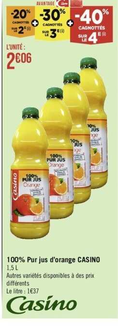 Casino Hyperfrais 100% PUR JUS offre
