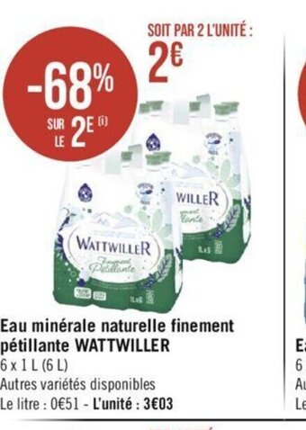 Casino Hyperfrais Eau minérale naturelle finement pétillante WATTWILLER offre