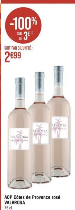 Casino Hyperfrais AOP Côtes de Provence rosé VALAROSA offre