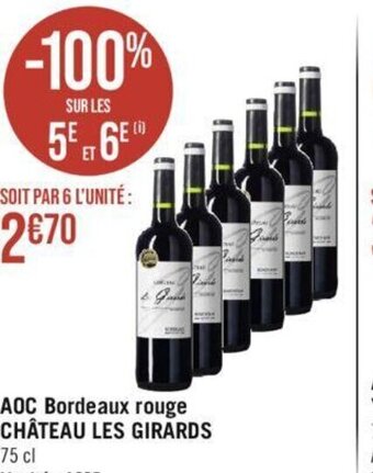 Casino Hyperfrais AOC Bordeaux rouge YVECOURT offre