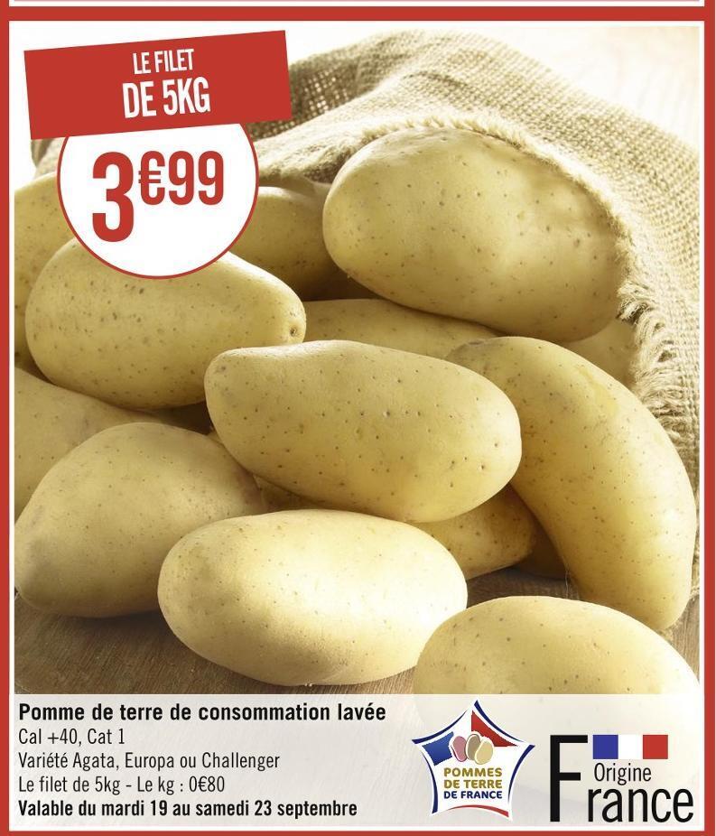 Casino Hyperfrais Pomme de terre de consommation lavée offre
