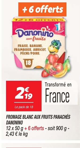 Netto FROMAGE BLANC AUX FRUITS PANACHÉS DANONINO offre