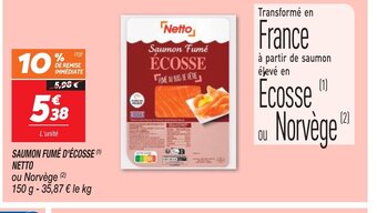 Netto SAUMON FUMÉ D'ÉCOSSE NETTO offre