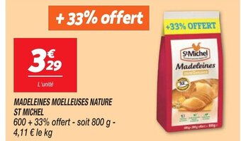 Netto MADELEINES MOELLEUSES NATURE ST MICHEL offre